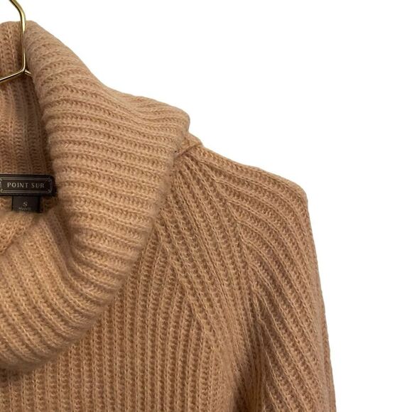 J. Crew Point Sur Mohair Wool Ribbed Turtleneck Tan Sweater Size Small - Picture 2 of 9